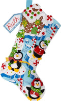 Bucilla Felt Applique 18" Stocking Making Kit, Winter Land Penguins, Perfect for DIY Arts and Crafts, 89627E