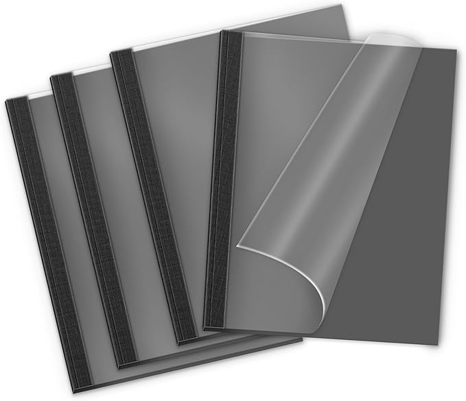 RAYSON Thermal Binding Covers, Letter Size Black Binding Presentation Cover, Mixed Spines Size 1/16in, 1/8in, 3/16in, 1/4in, 1/2in Multi-Pack of 25