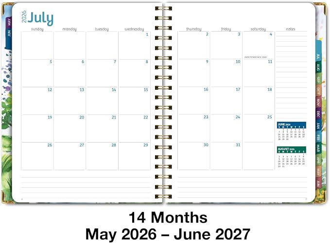 HARDCOVER Academic Year 2026-2027 Planner: 14 Months (May 2026 Through June 2027) 8.5"x 11" Daily Weekly Monthly Planner Yearly Agenda. Bookmark, Pocket Folder and Sticky Note Set (Tree Seasons)