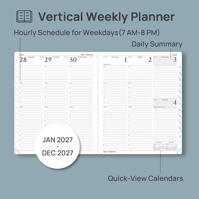 POPRUN 2027 Planner, Large-8.5" x 10.5", Weekly & Monthly Appointment Book