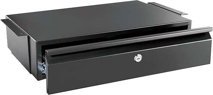 Mount-It! Locking Under Desk Pull-Out Drawer, Heavy-Duty Steel Under Table Slide-Out Storage Organizer with Key Lock for Private Storage, Smooth Glide Track, Fits Desks Over 0.71″ Thick