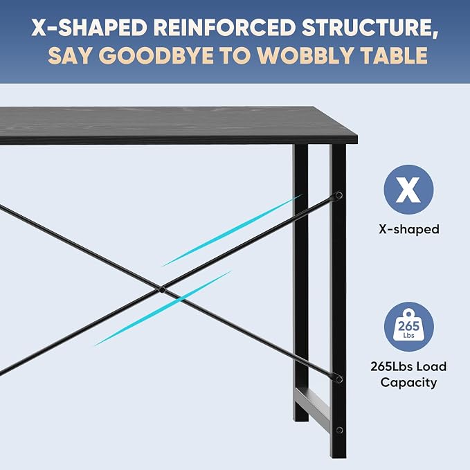 DUMOS 32 Inch Small Computer Desk, Gaming Desks for Home Office Bedroom | Modern Study Writing Work Table, Craft PC Desk Simple Workstation with Reinforcement Structure, Black