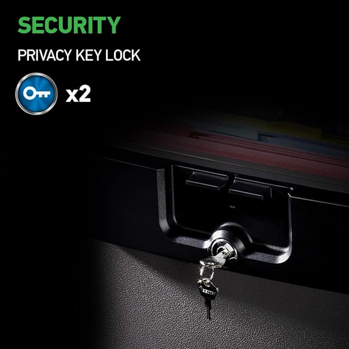 SentrySafe Black Fireproof and Waterproof Safe, File Folder and Document Box with Key Lock, 14.3 x 15.5 x 13.5 inches, HD4100 | UL Classified Fire and Water Resistant 0.65 Cu Ft File Box, Key Lock Protection, Organizes Hanging Folders, Documents