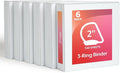 Tops Cardinal Economy 3-Ring Binders, 2", Slant-D Rings, Holds 540 Sheets, ClearVue Presentation View, Non-Stick, White, Carton of 6 (90761)