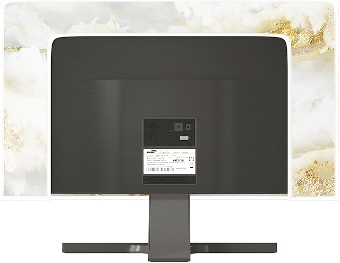 Baocicco White Gold Waterproof TV Display Screen Cover with Abstract Texture Marble Design 80 Inch Television Covers Sleeve Compatible with LCD LED PC Desktop and Home Hanging TV