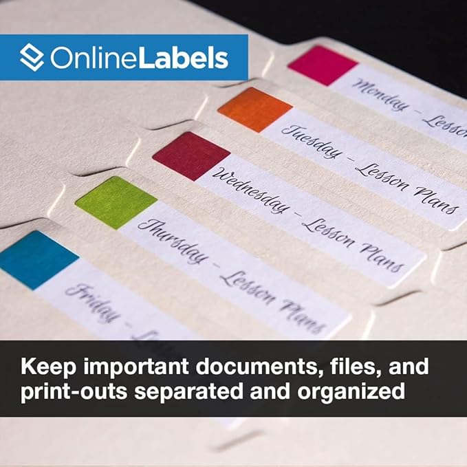 3.434 x 0.667 Blockout File Folder Labels (Laser Printers Only) - Pack of 60,000 Labels, 2000 Sheets - OnlineLabels
