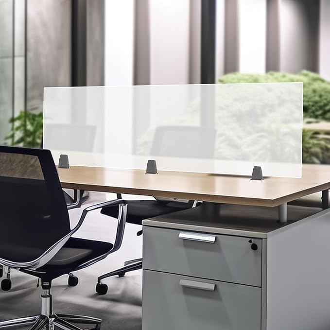 Desk Divider for Students and Desk Privacy Panel, Frosted Acrylic Plexiglass Shield with Clamps for Offices Schools Call Centers, Ideal Cubicle Light Shield - 60”L X18”W