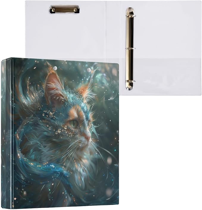 3 Ring Binder Calico Cat with Diamonds 1.5" Round Ring Binders View Binder with 200 Sheet for Women Men Office Kids School Supplies, 1 Pack