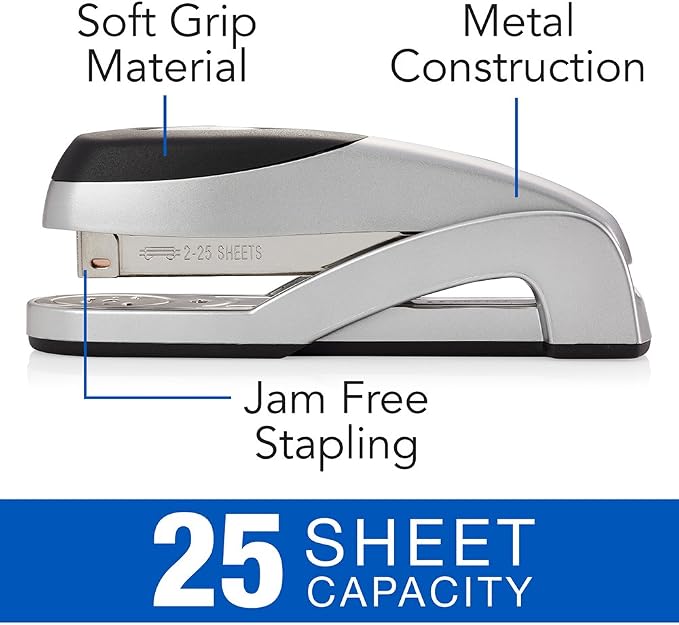 Swingline Stapler, Optima Full Size Desktop Stapler, 25 Sheet Capacity, Jam Free, Desk, Silver (87801) (Pack of 3)