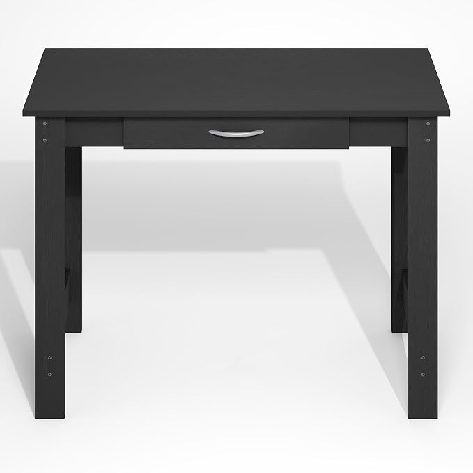 Furinno Jaya Desk, 39.2 Wide Computer Desk with Drawer, Darkwood | Office Desk, Writing Desk, for Home Office, Bedroom, Living Room