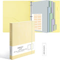 Ospelelf Vintage Hardcover 3 Ring 1 inch Leather Binder, Professional Binder Organizer Suitable for Letter Size, Binder Dividers with Tabs, Light Yellow