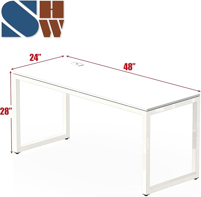 SHW 48-Inch Commercial-Grade Office Computer Desk, White | 10-Year Limited Warranty