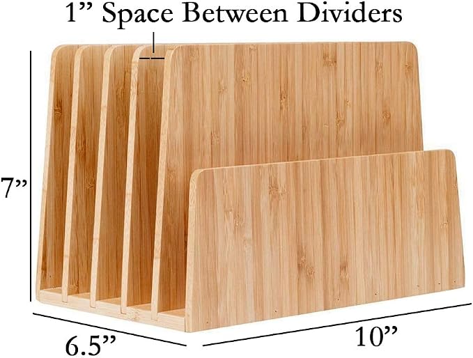 MobileVision Bamboo Desktop File Folder Organizer and Paper Tray, 5 Slots
