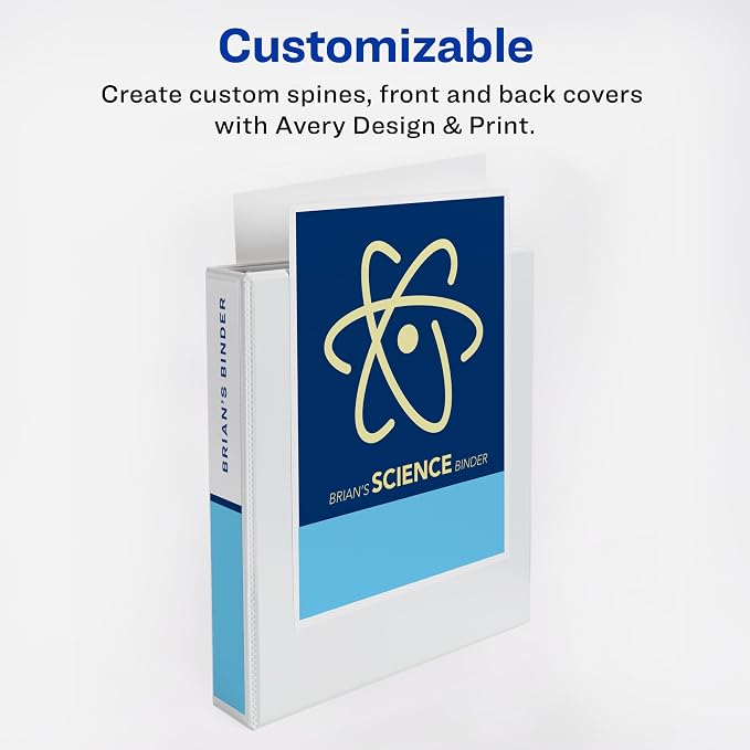 Avery Durable View 3 Ring Binder with 1.5 Inch Rings, 8 Tab Insertable Binder Dividers, Office Supplies Set (01683)