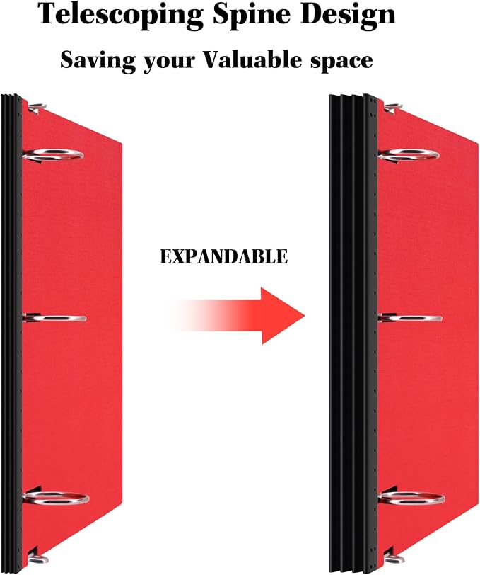 INFUN 1.5 Inch Telescoping 3 Ring Binder, 6 Pack– Portable Plastic Binder with Telescoping Spine, Holds 8.5" x 11" Paper, Assorted Colors–Perfect for School, Office & Home