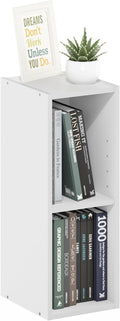 Furinno Fulda Book Shelf, 2-Tier Narrow Bookshelf, Bookcase with 8-in Width Storage Shelf, 9.3 x 7.9 x 21.2, for Living Room, Bedroom, Home Office, White