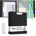 3 Ring Binder with Clipboard,2 Inch Binders with Notepad&5 Dividers with Pockets, Labels,PU Clipboards for School Office(Black,Letter Size)