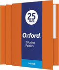 Oxford Twin-Pocket Folders,Textured Paper,Letter Size,Orange,Holds 100 Sheets (57510EE) 25 Count (Pack of 5)
