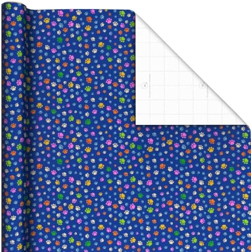 Hallmark Cat Wrapping Paper, 3 Rolls (Cheetah, Stripes, Paw Prints)