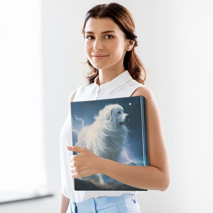 3 Ring Binder Great Pyrenees Dog 1.5" Round Ring Binders View Binder with 200 Sheet for Kids School Supplies Women Men Office, 1 Pack