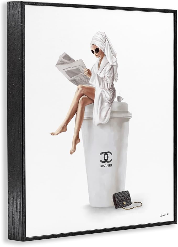 Chic Coffee Fashionista Glam, 11 x 14 Inch Framed Giclée Print | Stupell Industries · By Ziwei Li · Ready to hang once unboxed · Giftable kitchen decor · Made in USA
