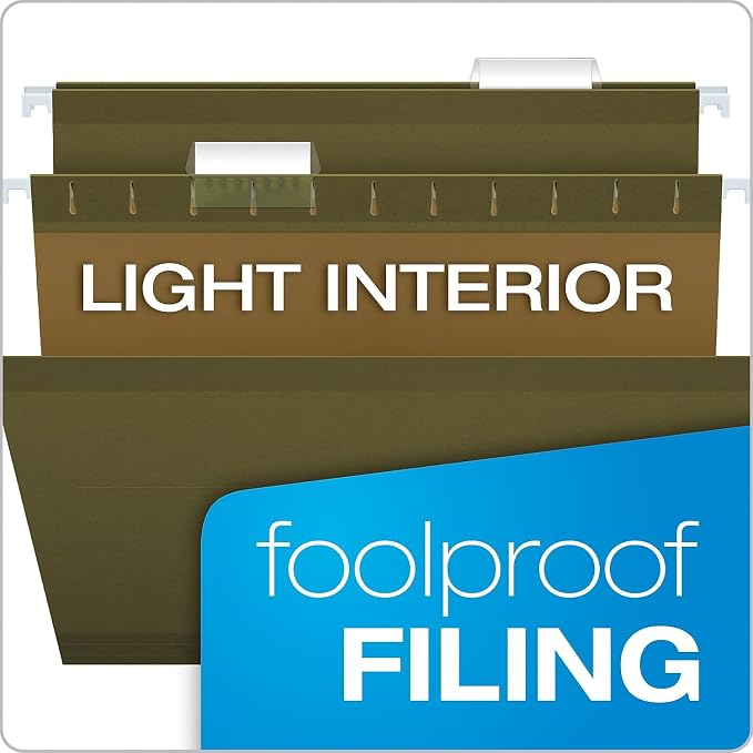 Pendaflex Reinforced Hanging Folders, Legal Size, Standard Green, 1/5 Cut, 25/BX (4153 1/5)