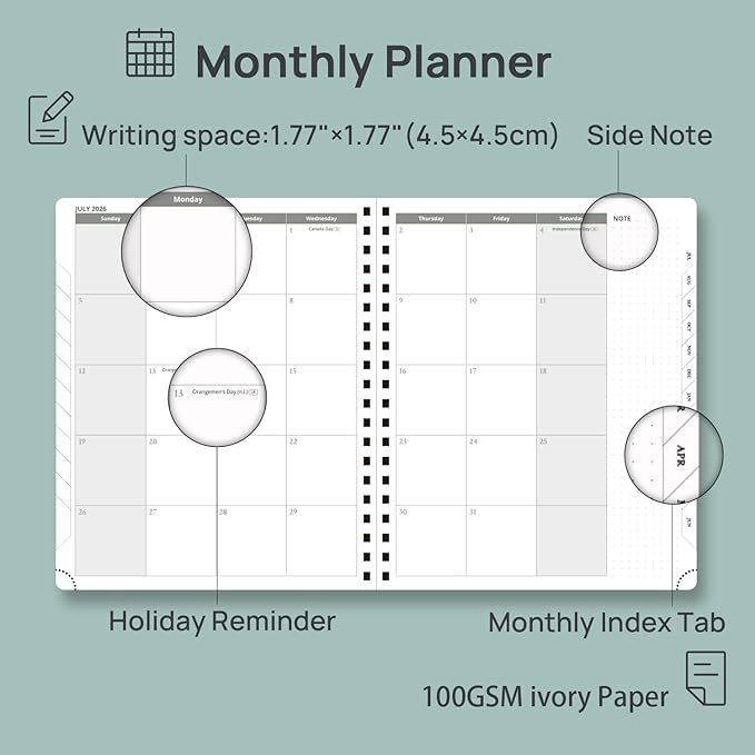 POPRUN Weekly Planner 2026-2027, 8.5" x 10.5" Academic Year Calendar Book