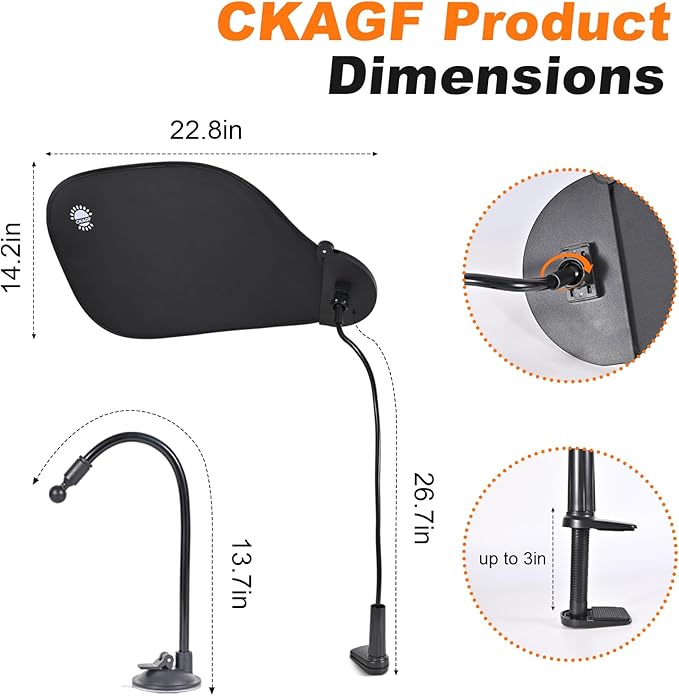 2 Pack Laptop Sun Shade and Cubicle Desk Shade for Window and Screen Glare | Clamp and suction cup mounts block window glare, side light, and screen glare for office, cubicle, and calm outdoor use
