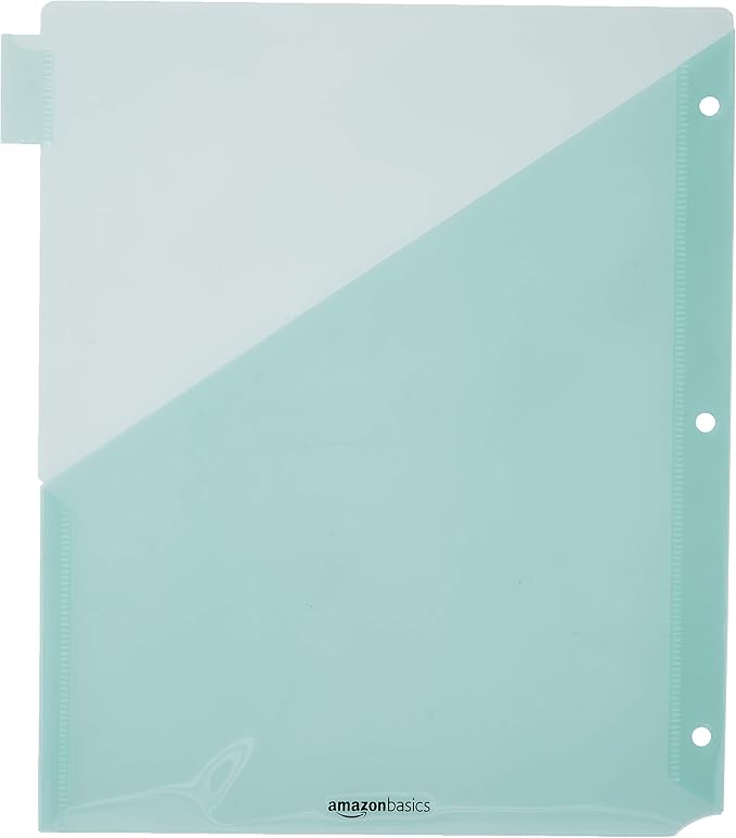 Amazon Basics Tab Dividers for 3 Ring Binder, Two Pocket, Letter Size, Transparent Assorted Colors, 24 Count (Pack of 2)