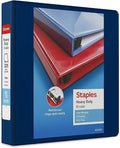 Staples Heavy-Duty 1.5-Inch D-Ring View Binder, Blue, 350 Sheets | Reinforced spine for durable everyday use in office and school settings.
