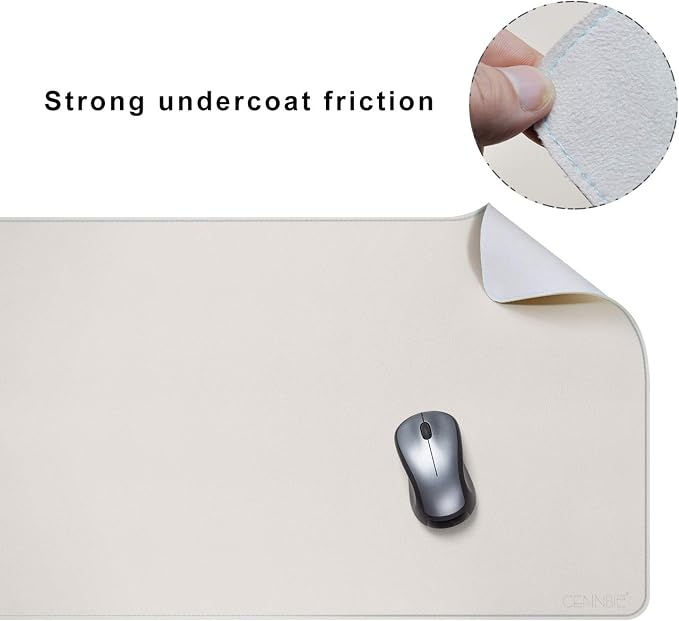 CENNBIE 47.2" x 19.6" Leather Desk mat, Desk mats on top of desks,Perfect Desk Mate for Office and Home(Cream)