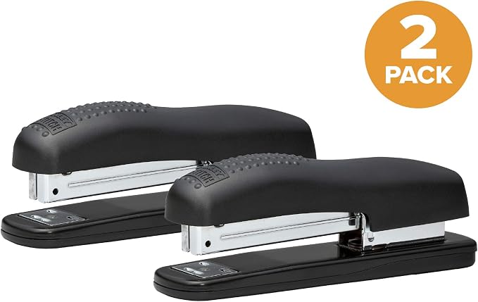 Bostitch Office Ergonomic 20 Sheet Desktop Stapler, Black, 2-Pack