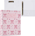 Custom Ribbon Bows Flowers Pink Personalized 3 Round Ring Binders | 1.5 Inch Binder with Clipboard, PVC Pockets, Work Organizer, Holds 200 Sheets for School Office 1 Pack