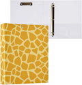3 Ring Binder Giraffe Print 1.5 Inch Three Ring Binder | Cute Binder with 3 Storage Pockets for Women School Office Supplies