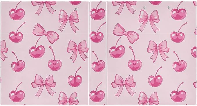 Aslsiy 3 Ring Binder 1.5 Inch for Girl Cherry Red Bow 1 Kids Round Clipboard Binder Decorative Harcover Binders Organizer for Office School Supply