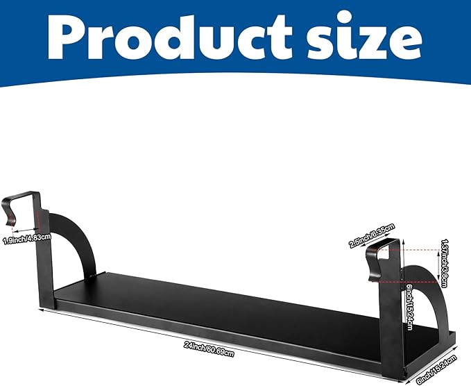 Tandefio Office Cubicle Shelf 24" Hanging Cubicle Storage Organizer File Hanging Shelf Accessories Storage Organizer Bookshelf with Hooks for Home Desk, Black