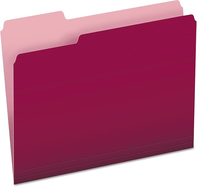 Pendaflex Two-Tone Color File Folders, Letter Size, 1/3 Cut, Burgundy, 100 Per box (152 1/3 BUR)