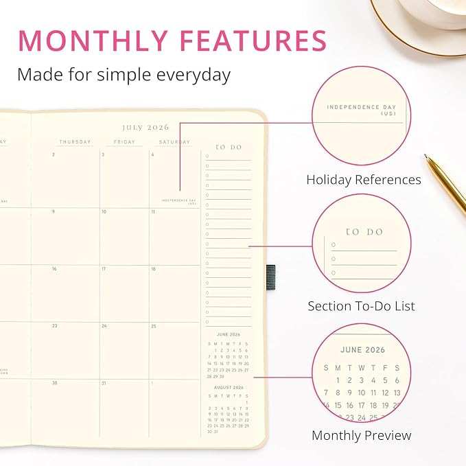 Graphique July 2026 – Dec. 2027 Planner | Pink Dots | Weekly and Monthly Planner, 18 Months Calendar, Hardcover, 6” x 8”