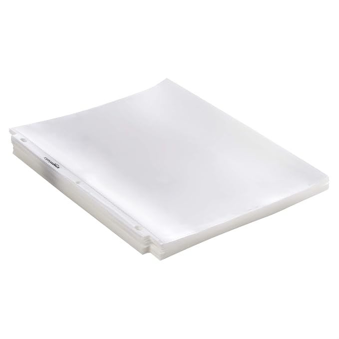 Amazon Basics Heavy Duty Sheet Protectors for 3 Ring Binder, Top Loading, 8.5 x 11 inch Letter Size, Clear, 100-Pack