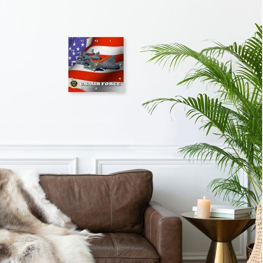3dRose Wall Clock Silent - 10 inch - United States Air Force - Jr Patriotic