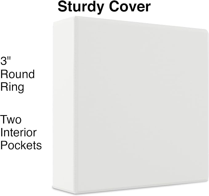 Staples 3" 3-Ring View Binder, White, 4/Pack