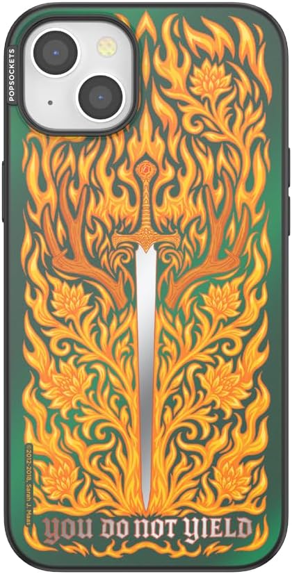 PopSockets iPhone 15 Plus Phone Case with MagSafe- Fireheart | Magnetic, Wireless Charging, Camera & Drop Protection, Acotar, Throne, Glass, Sarah, Dragon