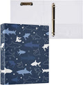 3 Ring Binder Shark Cartoon 1.5 Inch Three Ring Binder | Cute Binder with 3 Storage Pockets for Women School Office Supplies