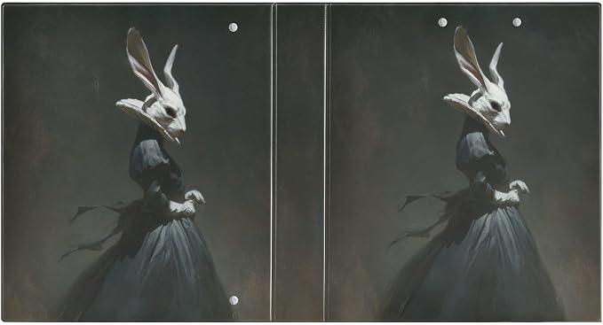 Dark Academia Vintage Rabbit Binder 3 Ring 1.5 Inch Binder with Clipboard&Pockets, Gothic Hardcover Binders Heavy Duty Large File Folder for Office School Supplies - Holds 200 Sheets, 2 Pack