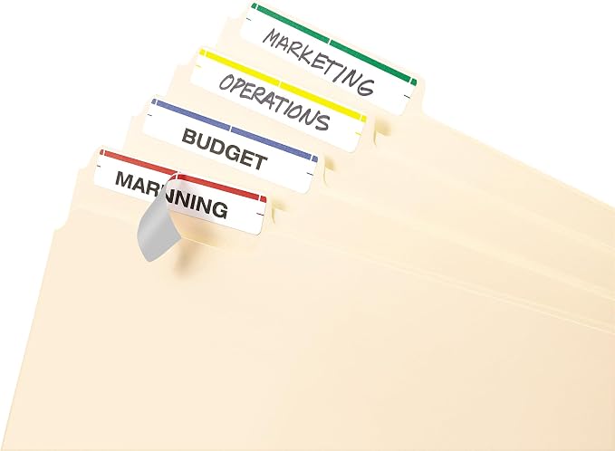 Avery® File Folder Labels on 4" x 6" Sheets, Easy Peel®, Assorted, Print & Handwrite, 2/3" x 3-7/16", 252 Labels (5215)