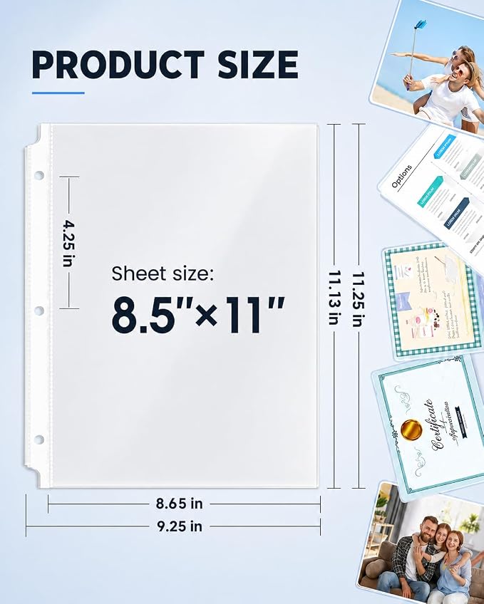 KTRIO Sheet Protectors for 3 Ring Binder 500 Pack, Plastic Sleeves 8.5 x 11 | Clear Page Protectors, Acid-Free Plastic, Fits Letter Size Paper Documents, Top Loading, Business Office School Supplies