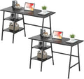 VECELO 43.1 Inch Computer Desk Home Office Black Study Desk Work Office Table with Shelves Wooden Desk for Bedroom 2 Set