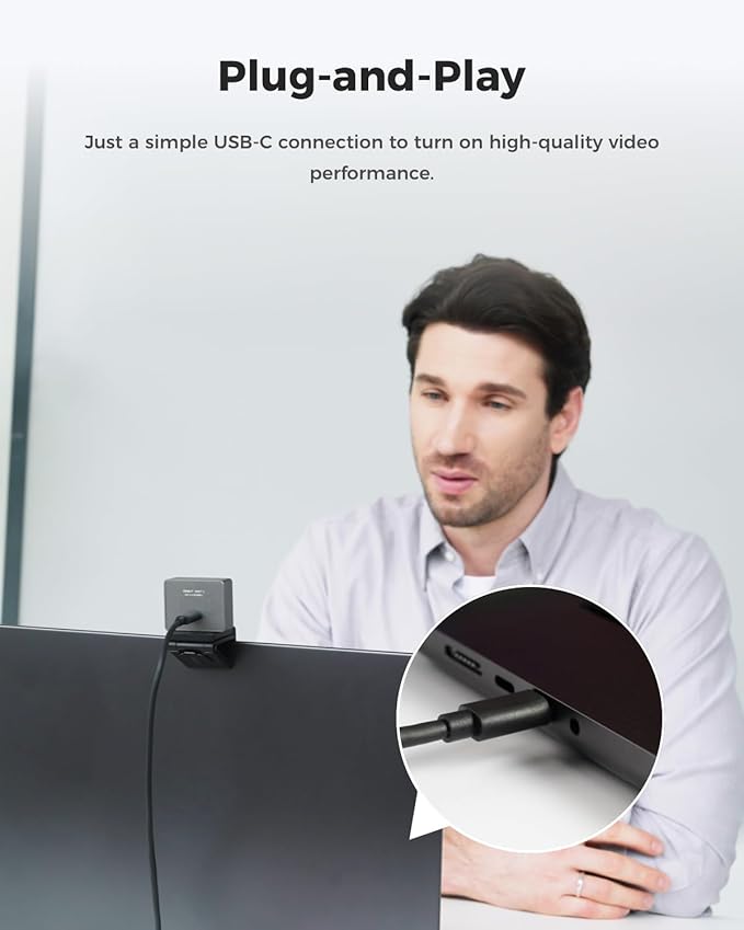 OBSBOT Meet 2-4K Webcam for PC with 1/2" Sensor, AI Framing & Autofocus, Beauty Mode, Lightweight, Gesture Control, HDR, Dual Microphone, 60 FPS, Web Cam for Streaming, Meeting, Gaming. (Space Grey)