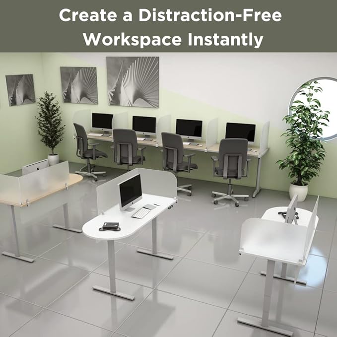 Desk Divider for Students and Desk Privacy Panel. Office Partitions and Ideal Cubicle Light Shield. Frosted Acrylic Clamp-on Desk Partition - 29” W x 22”H Divider
