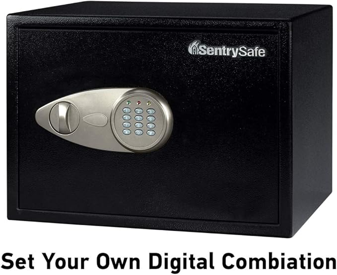 SentrySafe Black Home Safe with Shelf and Digital Keypad, Large Safe for Laptop, Documents, Money, Exterior: 10.6 x 16.9 x 14.6 Inches, X125 | Large Safe With Interior Shelf, Bolt Down Hardware and Digital Keypad, Securely Stores Laptop Computers, Char...